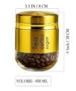 400ML Glass Food Storage Container with Stainless Steel Cover gold - Image 4