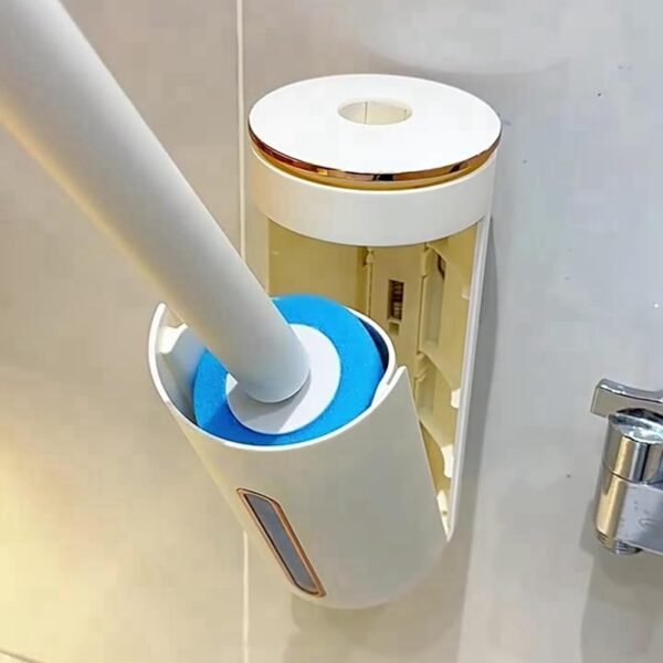 Toilet Brush with Long Handle, Wall-Mounted, Disposable Brush