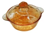 Amber Glass Dish With Lid for Stylish Storage - Image 5