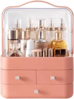 Dustproof Makeup Organizer and Storage with Lid and Handle for Vanity, - Image 2