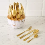 White Dome Moon Shaped Case Cutlery Set24pcs Tableware Stainless Steel
