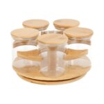 Rotating Spice Jar Set with Wooden Stand - Image 4