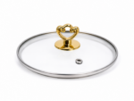 Glass Chai Pan with Wood Handle - Gold Heart Lid - Image 7