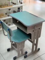 Kids Height-Adjustable Study Table & Chair Set - Blue - Image 2