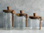 Glass Storage Jars with Wood Lid & Spoon - Set of 3 - Image 5