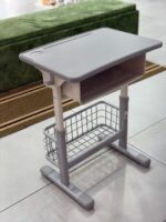 Kids School Desk & Chair Set with Storage - Grey - Image 5