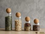 Glass Storage Jars with Cork Ball Lid Set of 4 Sizes