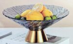 Elegant Glass Fruit Bowl with Gold Base - Image 4