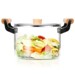 Clear Glass Pot with Wooden Handle