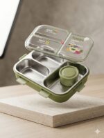 3-Compartment Lunch Box with Sauce Cup