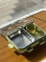 2-Compartment Steel Lunch Box with Sauce Cup - Image 4