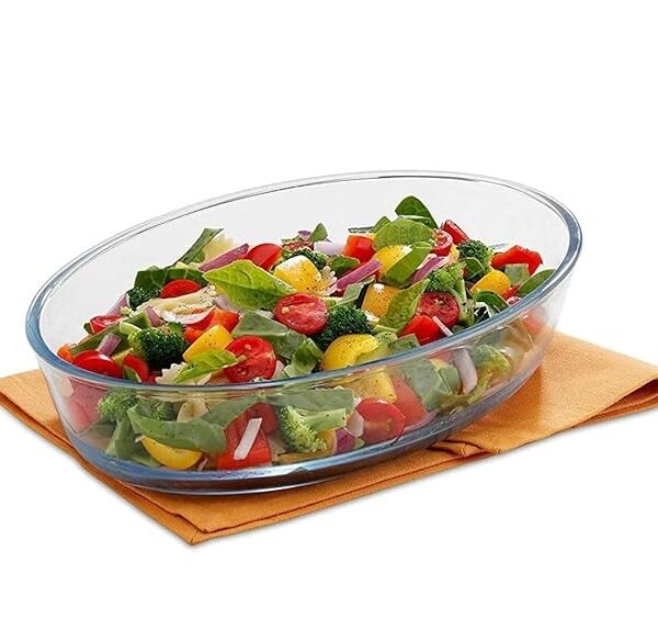 Minimalist crystal-clear Glass Oval Dish ( 700 ml )
