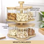 Rotating Glass Jar Set with Wooden Stand - Image 3