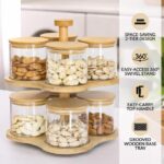 Rotating Glass Jar Set with Wooden Stand - Image 4