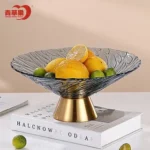 Elegant Glass Fruit Bowl with Gold Base - Image 2
