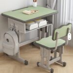 Kids Height-Adjustable Study Table & Chair Set - Blue - Image 4