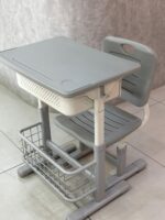 Kids School Desk & Chair Set with Storage - Grey - Image 7