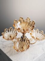 5-Bowl Rotating Amber Glass Server - Image 4