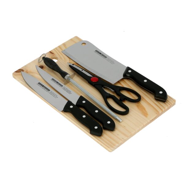 6-Piece Kitchen Knife Set with Wooden Chopping Board