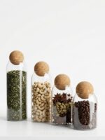 Glass Storage Jars with Cork Ball Lid Set of 4 Sizes - Image 4