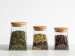 Trapezoid Glass Storage Jars with Bamboo Lid - Set of 3