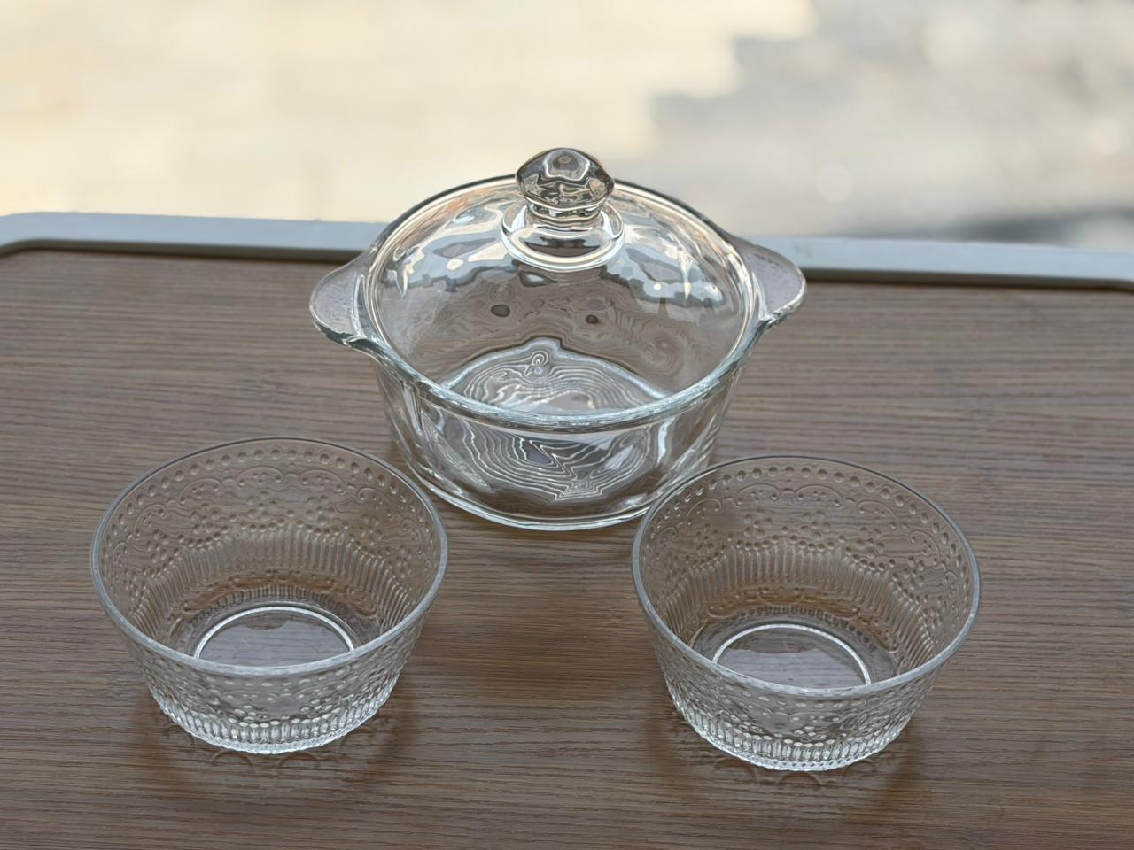 8d372579-f745-45da-9b9e-ed6ca813dc01 3-Piece Glass Casserole Set with Serving Bowls - Image 1
