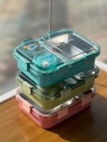 2-Compartment Steel Lunch Box with Sauce Cup - Image 2