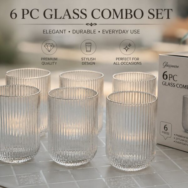 Crystal Juice Glass Set (270ML_Pack of 6 Pcs)