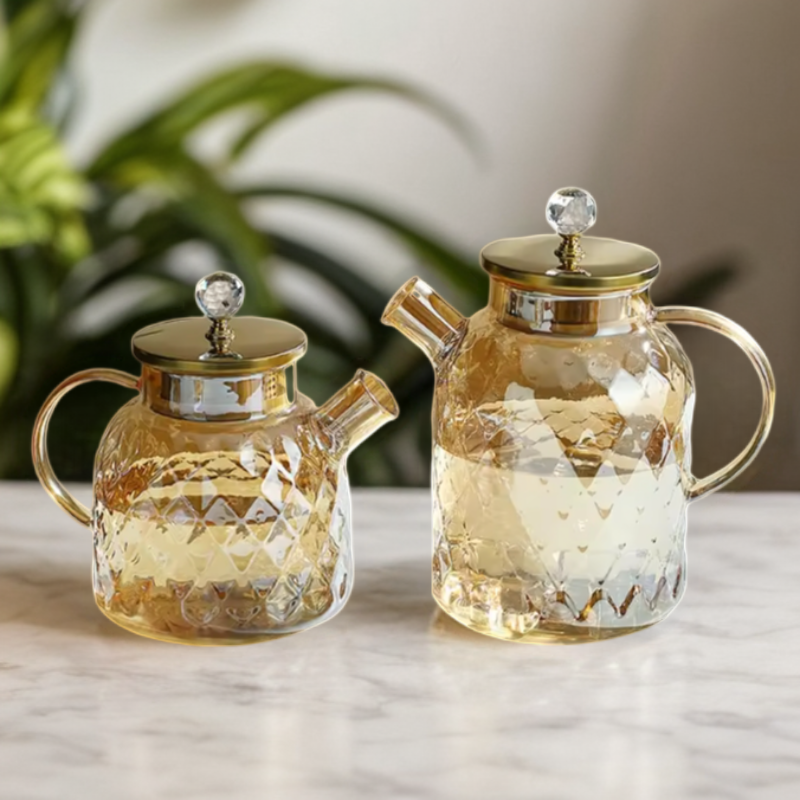 He50495106f4e479394b462e50a6cbd1br 5-Piece Amber Glass Jug Set - Image 1