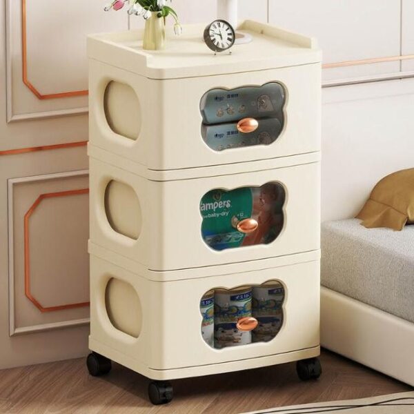 Kids Storage Drawer Unit on Wheels - Bear Design