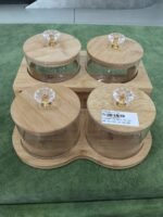 Elegant Glass Storage Jar Set with Bamboo Lids & Wooden Tray
