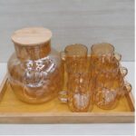 Glass Tea Set with Cups and Wooden Tray - Image 5