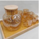 Glass Tea Set with Cups and Wooden Tray - Image 6