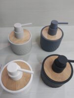 Stylish Soap Dispenser with Wooden Top - Image 3