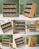Bamboo Spice Rack 12 Spice Jars Set - Image 2
