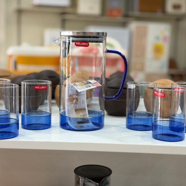 Glass Water Jug with 6 Drinking Glasses Set