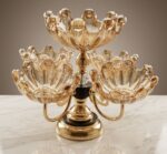 5-Bowl Rotating Amber Glass Server - Image 5