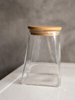 Trapezoid Glass Storage Jars with Bamboo Lid - Set of 3 - Image 5