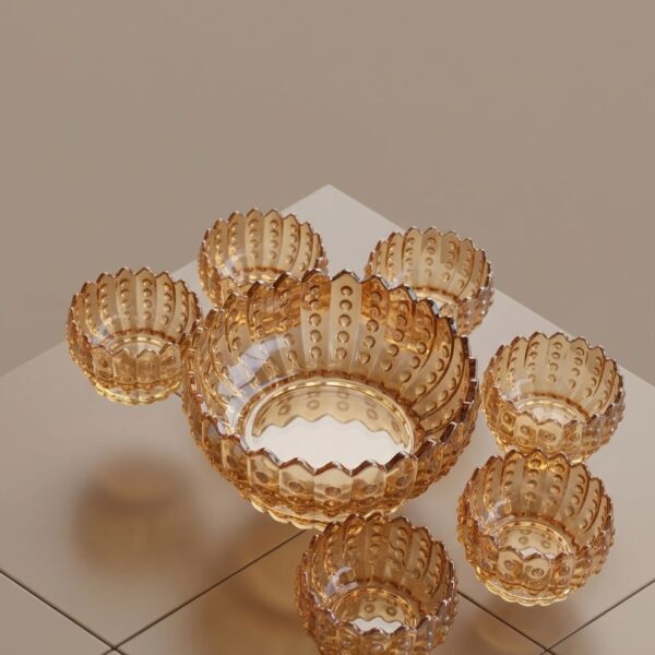 Amber Glass Serving Bowl Set