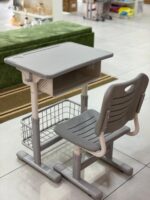 Kids School Desk & Chair Set with Storage - Grey - Image 3