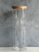 Tall Glass Storage Jar with Airtight Bamboo Lid