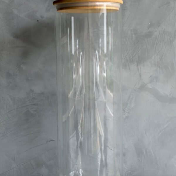 Tall Glass Storage Jar with Airtight Bamboo Lid