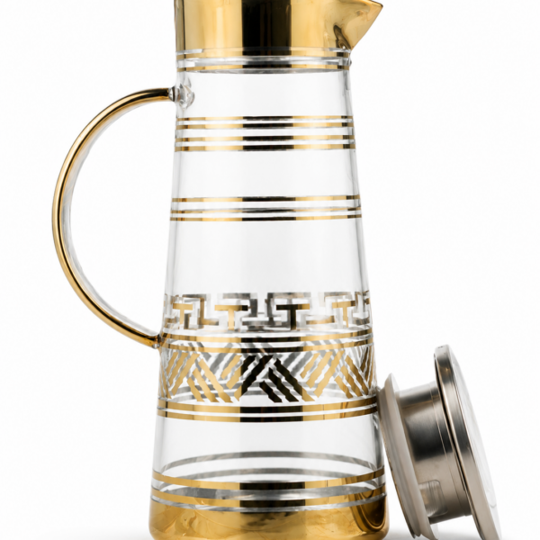 Gold-Accent Glass Pitcher with Lid - 1.4 L