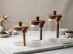Glass Storage Jars with Wood Lid & Spoon - Set of 3