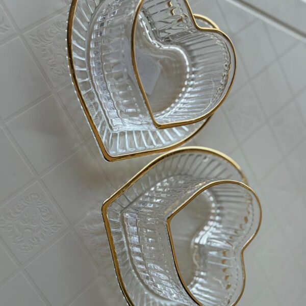 Glass Heart-shaped Candy Bowl & Dish Set (Pack of 6 Pcs)