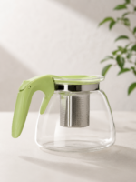 Glass Teapot with Infuser & Soft-Grip Green Handle - 1 L