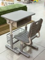 Kids School Desk & Chair Set with Storage - Grey - Image 8