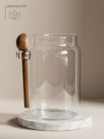 Glass Storage Jars with Wood Lid & Spoon - Set of 3 - Image 3