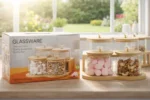 Elegant Glass Storage Jar Set with Bamboo Lids & Wooden Tray - Image 3