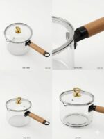 Glass Chai Pan with Wood Handle - Gold Heart Lid - Image 5